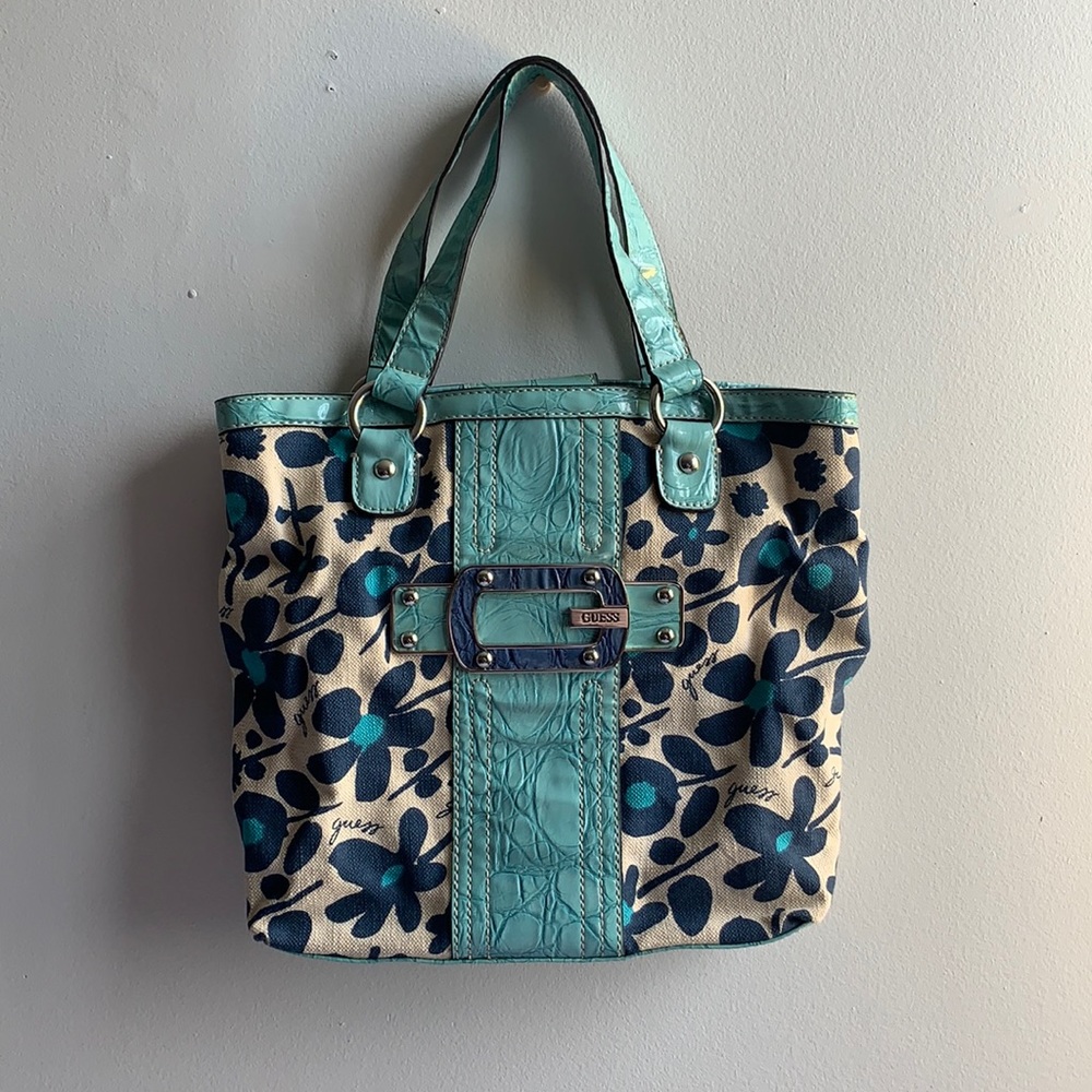 Blue Floral Guess Purse .